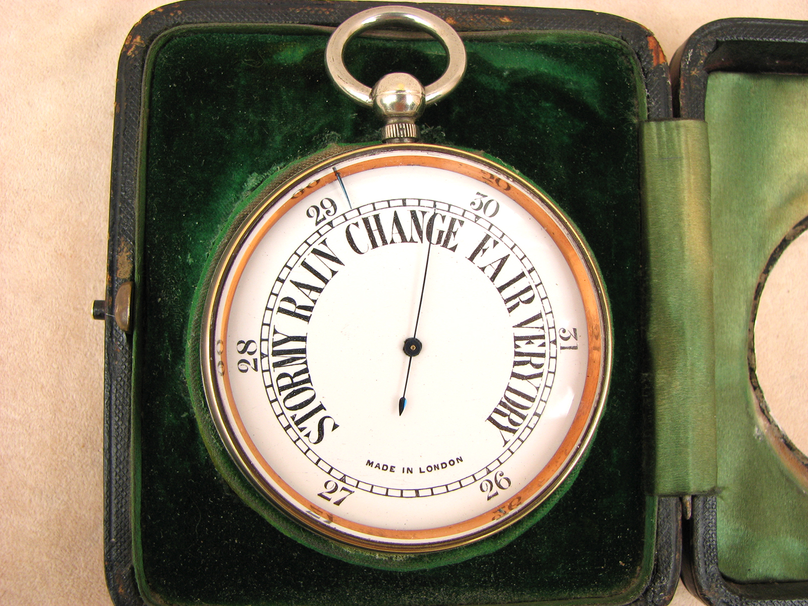 Early 1900s Goliath pocket barometer with Chester hallmarked silver display case